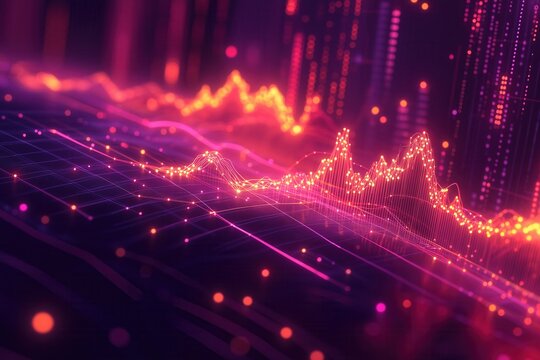 Futuristic Data Visualization with Glowing Analytics and Graphs