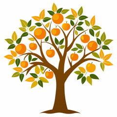Obraz premium Orange Tree Silhouette with Fruit on White Background