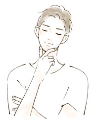 悩む男性のイラスト素材　経営課題　ビジネス戦略