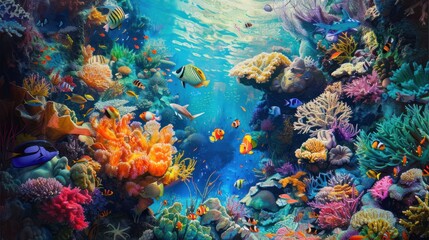 Fototapeta premium Vibrant Coral Reef Underwater Paradise