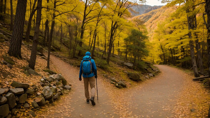 Fototapeta premium 가을 산 하이킹