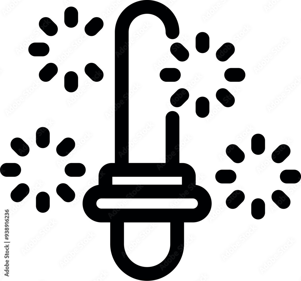 Aufkleber simple vector icon of a firework rocket launching up in the air surrounded by sparkles