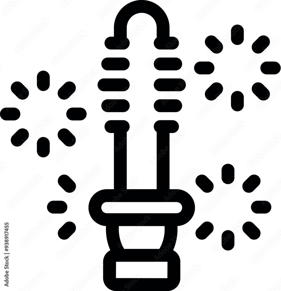 Aufkleber simple icon of a spark plug surrounded by sparks, representing the process of ignition and combustio