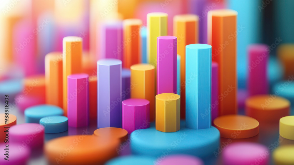 Poster 3d graph design, a vibrant 3d graph illustrating growth and progress, ideal for use in business and 