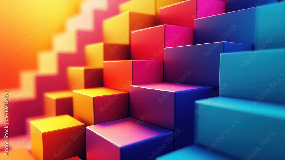 Aufkleber 3d graph design, a vibrant 3d graph illustrating growth and progress, ideal for use in business and 