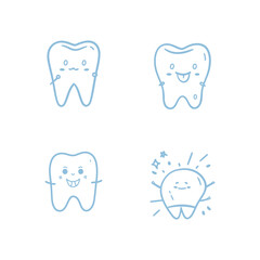 Set of Cute Dental Simple Logo Design Vector