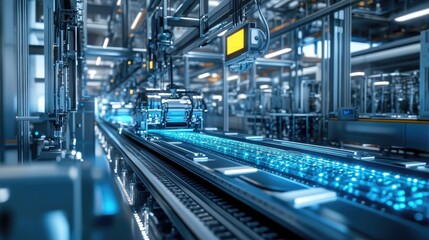 Fototapeta premium Factory Producing Hydrogen Fuel Cells Efficiently on a Modern Assembly Line