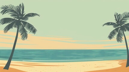 Obraz premium Tropical Paradise: Palm Trees and a Tranquil Beach
