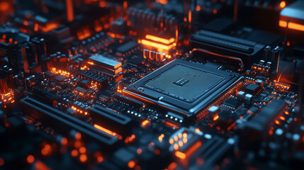 Fototapeta premium Repairing the electrical components of a computer. 