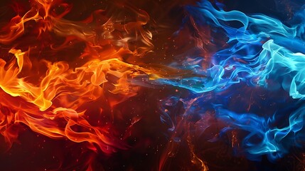 Abstract background - blue and red fire