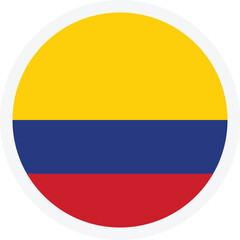Flag of Colombia. Round icon on transparent background. Flat style