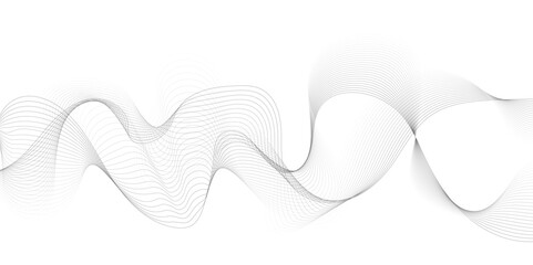 White wave curve lines banner background design. Abstract soft wave lines dynamic flowing gray light isolated background. Vector Illustration of the gray pattern of lines. Black stripes on white .