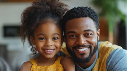 A young girl and a man are smiling at the camera