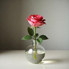 Obraz premium pink rose in vase