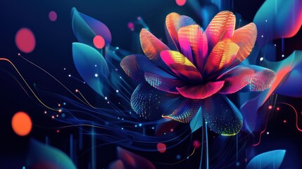 Digital Bloom: A Psychedelic Floral Abstract