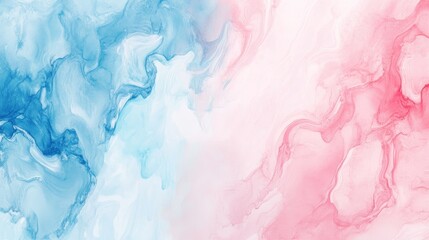 Fototapeta premium Abstract watercolor background with soft pastel pink and blue hues, featuring fluid marbled paper texture, gentle and soothing.