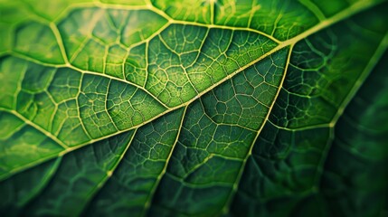 Fototapeta premium abstract green leaf texture with detailed veins and natural patterns