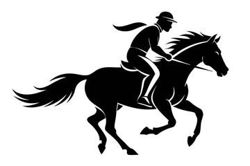 Horse ridding silhouette vector Illustration, Man Ridding with Black and White