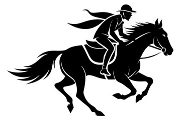 Horse ridding silhouette vector Illustration, Man Ridding with Black and White