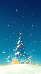 Obraz premium poster design, simple, 2D cartoon style, christmas, large blank space