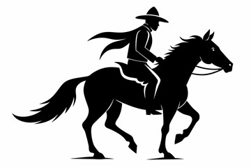 Horse ridding silhouette vector Illustration, Man Ridding with Black and White