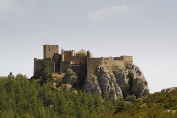 back view of the romanic castle of loarre