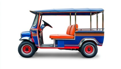 Obraz premium Minimalist Thai Tuk-Tuk Silhouette on Abstract White Background: Iconic Urban Transportation Symbol. Elegant Representation of Bangkok's Cultural Heritage and Modern City Life. Stylish Graphic Design 