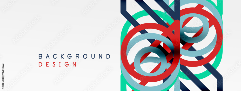 Aufkleber abstract background - colorful circle lines technology or business digital template