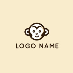 Cute monkey Logo PNG Vector
