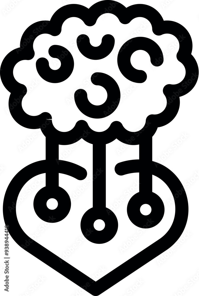 Poster brain is connected to a heart with three wires, representing the connection between emotions and tho