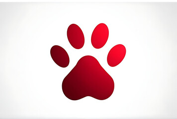 paw print heart isolated white background simple png style