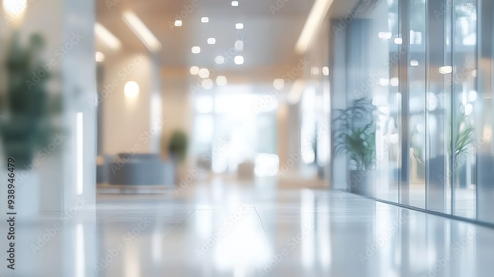 Poster generative ai creates a realistic image of a spacious white room with a blurred background.
