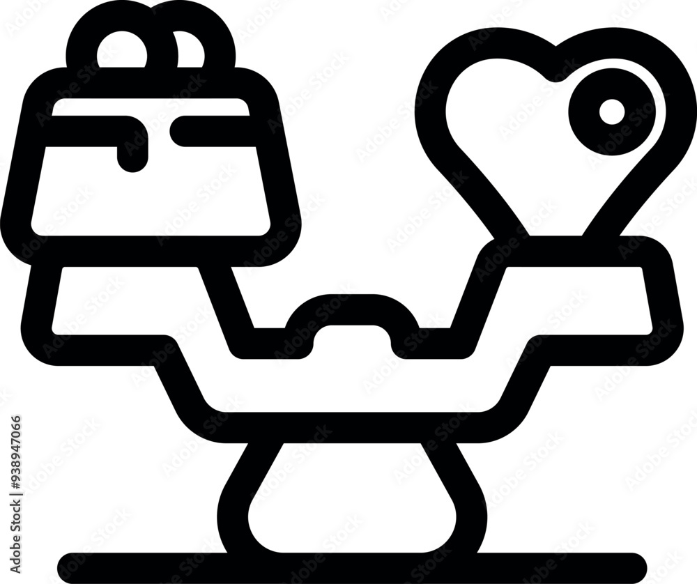 Aufkleber simple vector showing a balance scale weighing money and a heart, representing the difficult choice 