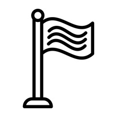 Flag Pole Vector Line Icon Design