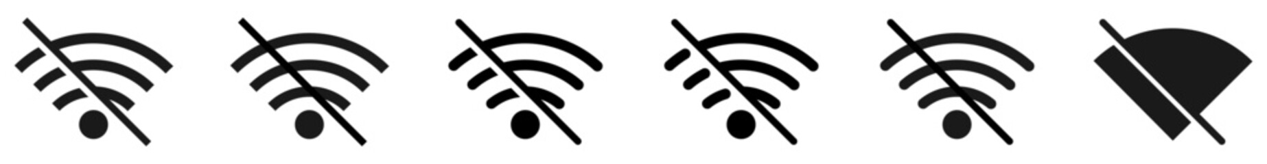 Wi-Fi No Signal Vector Icon set isolated on white