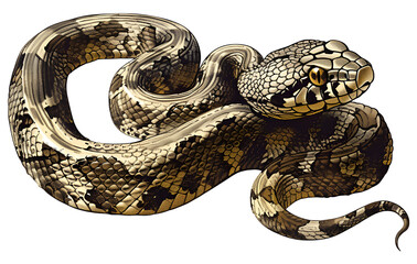 Obraz premium Vintage retro illustration of a predatory brown and yellow snake