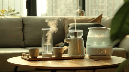 Modern Home Appliances on a Coffee Table