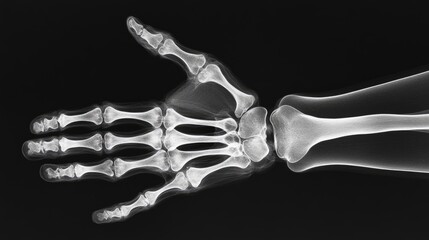 Human hand showing metacarpals in x-ray image