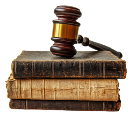 PNG Gavel on antique law books
