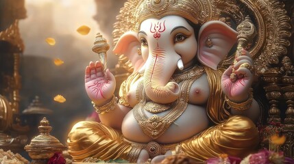 Fototapeta premium Lord Ganesha, Generative AI