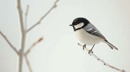 A small bird perched delicately on a white background, with plenty of copy space around for promotional text.