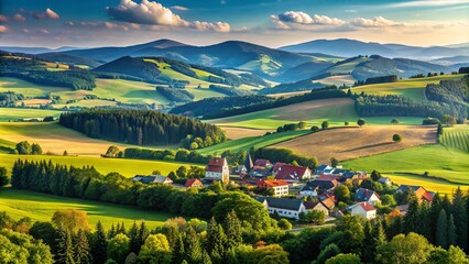 Panoramic View Of The Moravian-Slovakian Border Region With Rolling Hills, Forests, And Traditional Villages In The Foreground And Distant Mountains In The Background