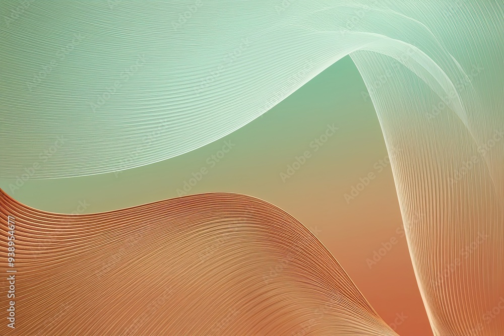 Poster soft mint copper gleaming gradient wave background with vibrant retro texture and abundant copy spac