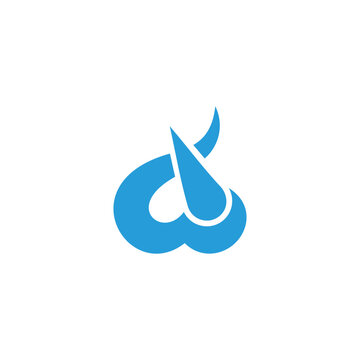 letter w water motion drop rain symbol llogo vector