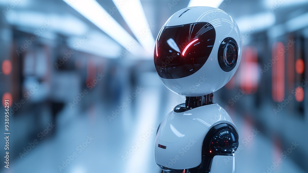 Poster a nursebot in a high-tech clinic setting assisting patients with their medical needs demonstrating t