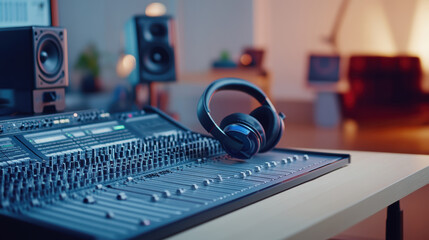 ミキシングや、音響スタジオイメージ。Generative AI