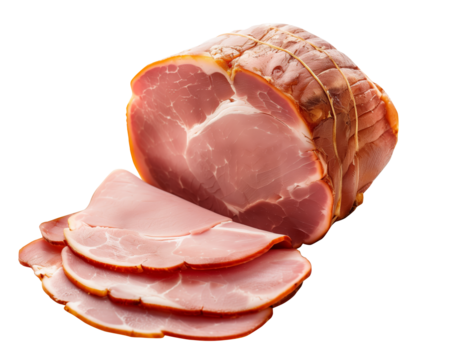 Raw pork ham meat isolated on white background with clipping path