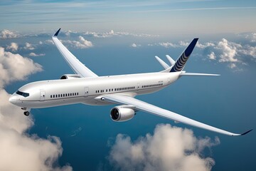 Obraz premium Elegant White 3D Commercial Airplane Ascending in Isolated Design