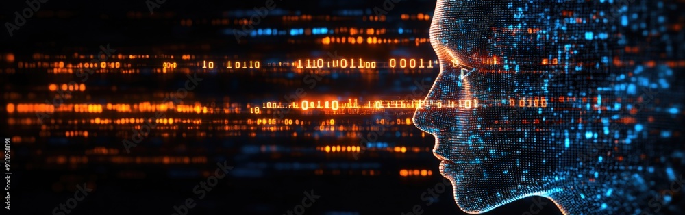 Poster an it specialist analyzes cyber security threats using augmented reality technology and data