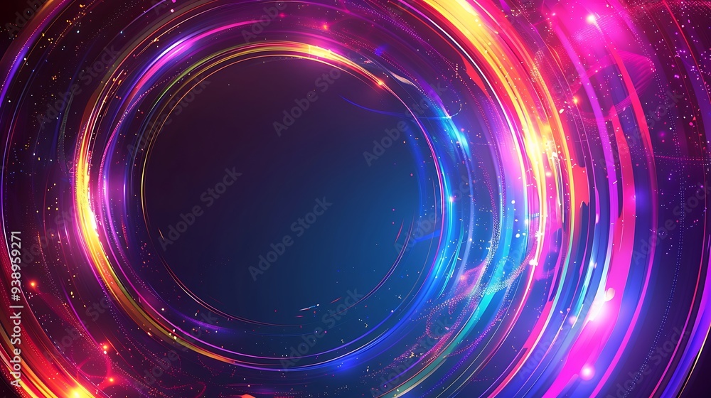 Poster abstract circular design background. abstract background of circular design with colorful glowing li